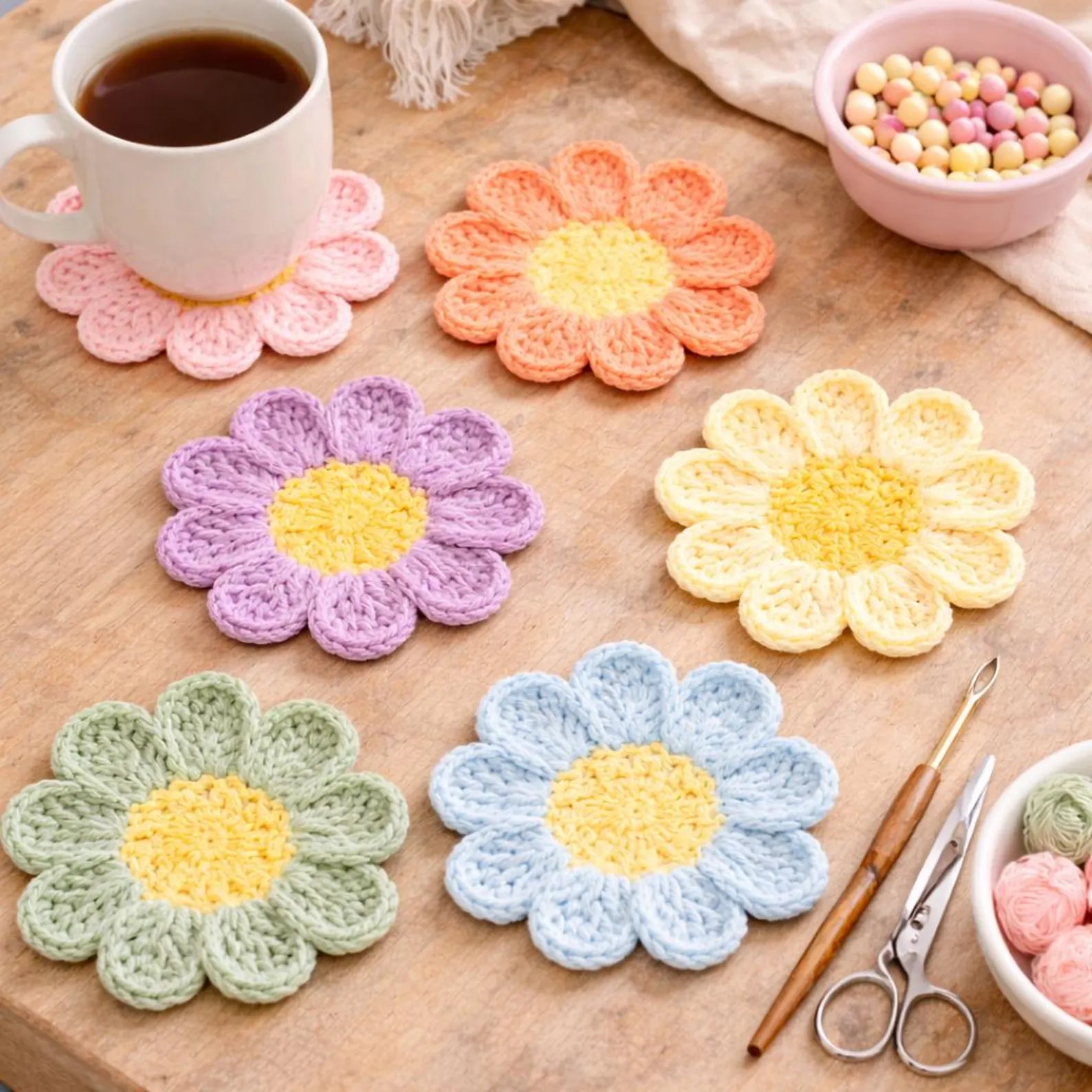 Flower Coaster PDF Pattern 🌼