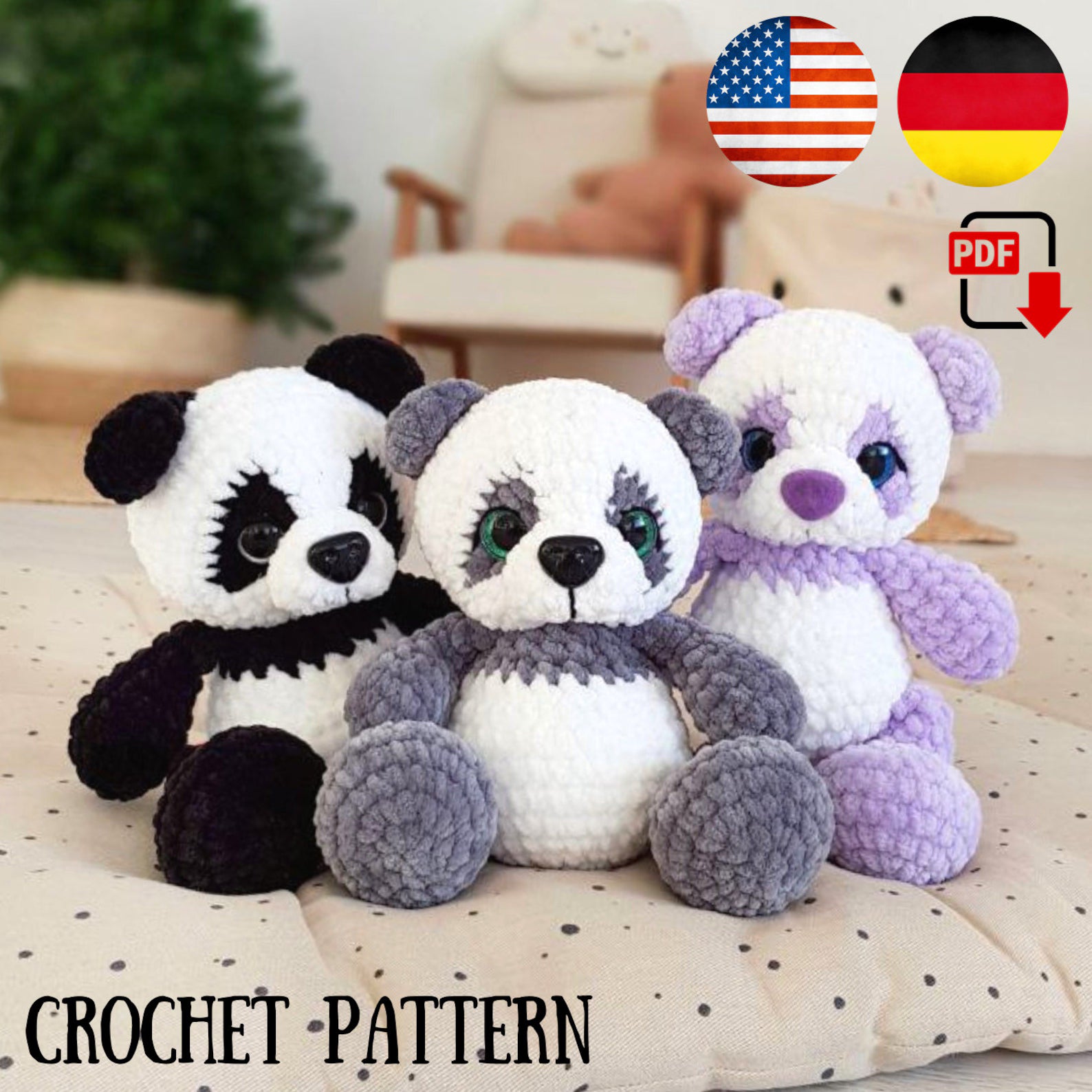 Panda Crochet Pattern PDF 🐼