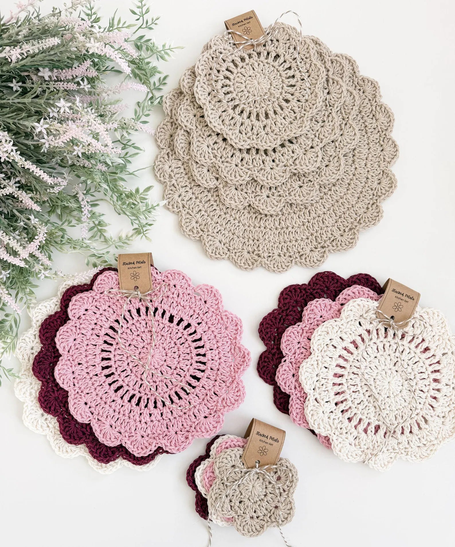 Stacked Petals Kitchen Set PDF Pattern 🌸