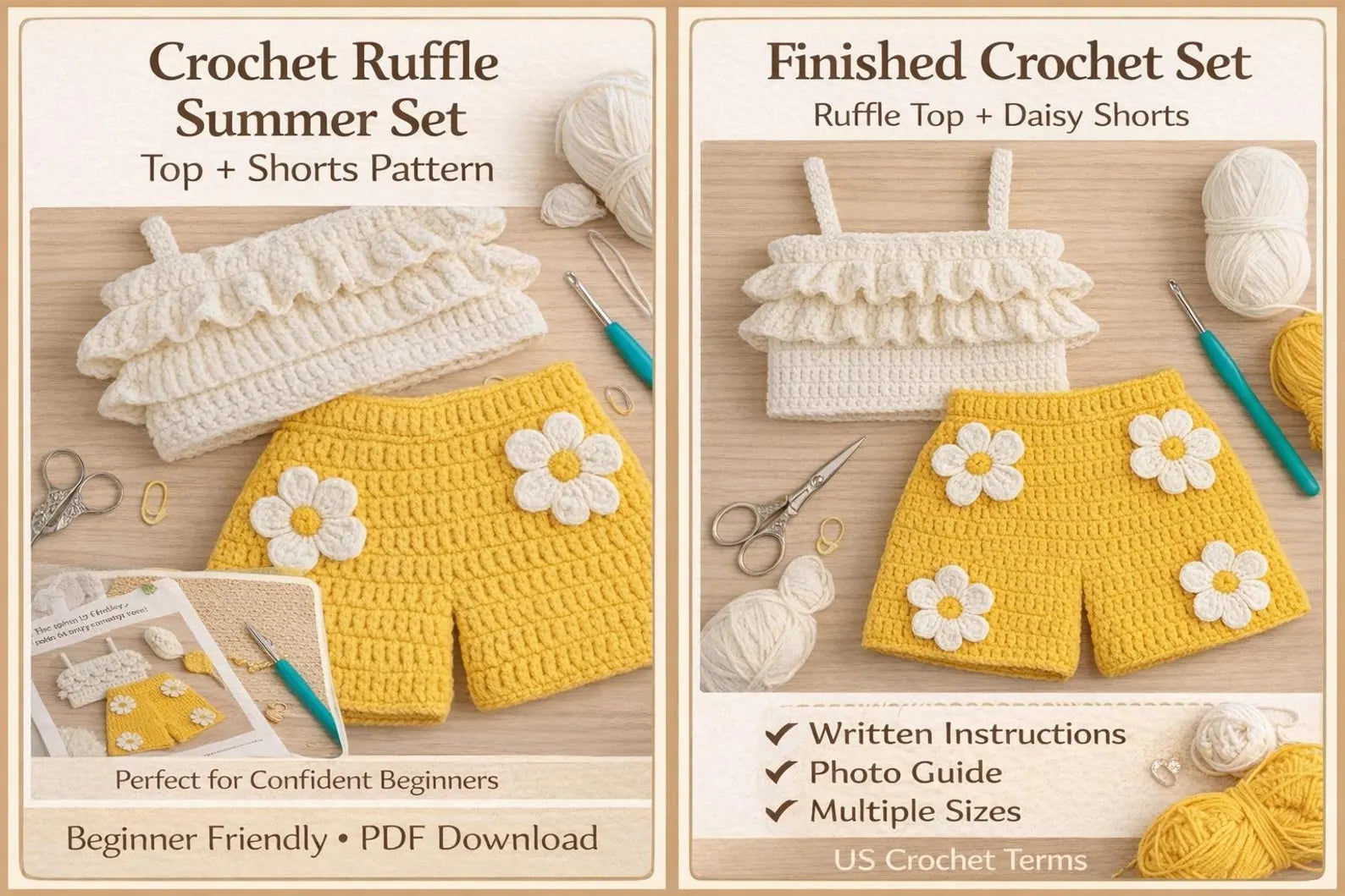 Daisy Summer Set PDF Pattern 🌼